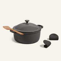 Black Cast Iron Perfect Pot with scraper and hot grips