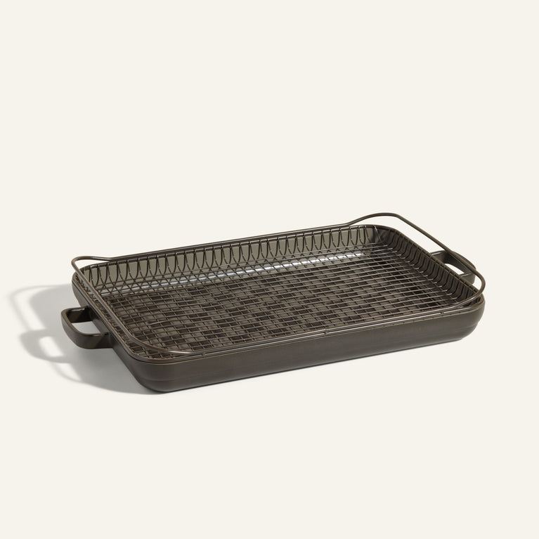 Black Griddle Pan with Oven Mats and Oven Rack