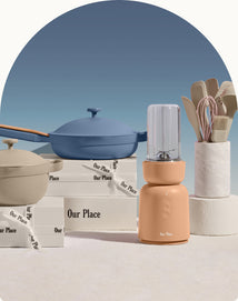 shop our place gifts under $100 - always pan, mini perfect pot, splendor blender, and utensil essentials