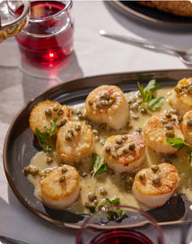 brown butter scallops on serving platter