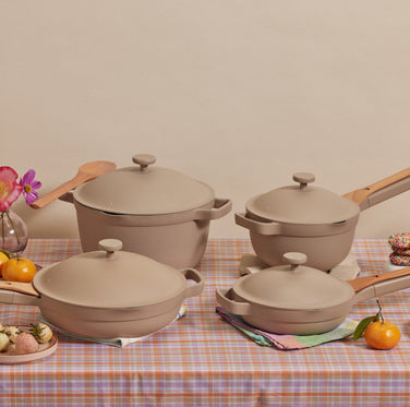 our place assortment steam cookware set - perfect pot, mini perfect pot, mini always pan + always pan