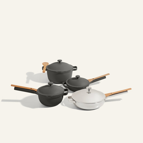 Titanium Always Pan Pro Chrome with Black Perfect Pot, Mini Perfect Pot, Mini Always Pan, Cookware Set pro bundle