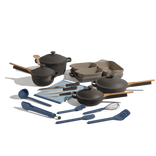 Black and Blue Always Pan Mini Always Pan Perfect Pot Mini Perfect Pot Bakeware Set Utensil Essentials Cutting Board and knives bundle